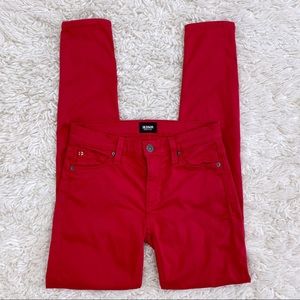 Hudson Red Nico Midrise Super Skinny Stretch Jeans